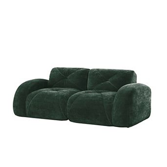 Pnronnc Loveseat 2-Seater Tufted Boneless Sofa Velvet Cloud Couch with Modular Design