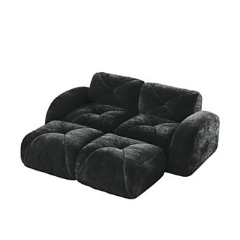 Pnronnc Boneless Sofa with Movable Footstools Velvet Modular Cloud Couch
