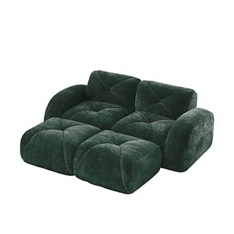 Pnronnc Boneless Sofa with Movable Footstools Velvet Modular Cloud Couch