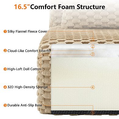 Pnronnc Modern L-Shaped Modular Sofa Oversized 2-Seater Boneless Couch with Movable Footstool