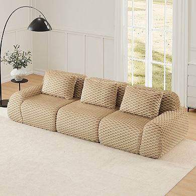 Pnronnc Modular Sectional Sofa Oversized 3-Seater Boneless Couch with Backrest Pillow