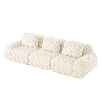 Pnronnc Modular Sectional Sofa Oversized 3-Seater Boneless Couch with Backrest Pillow