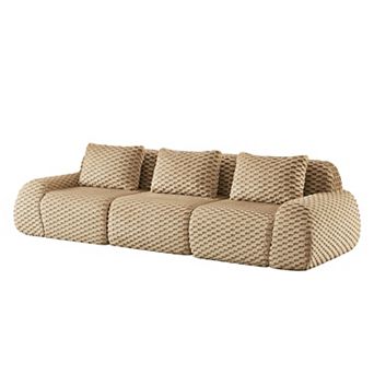 Pnronnc Modular Sectional Sofa Oversized 3-Seater Boneless Couch with Backrest Pillow