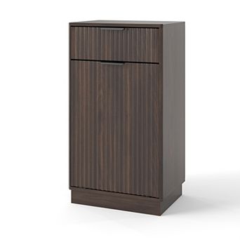 Pnronnc Woodgrain Tilt-Out Trash Can Cabinet Hideaway Recycling Bin with Drawer Storage