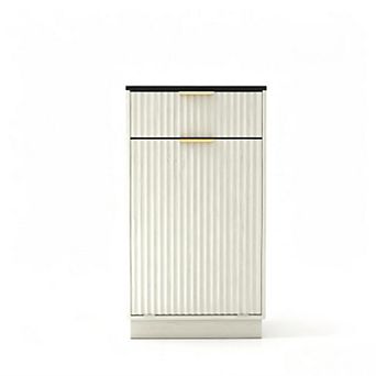Pnronnc Woodgrain Tilt-Out Trash Can Cabinet Hideaway Recycling Bin with Drawer Storage
