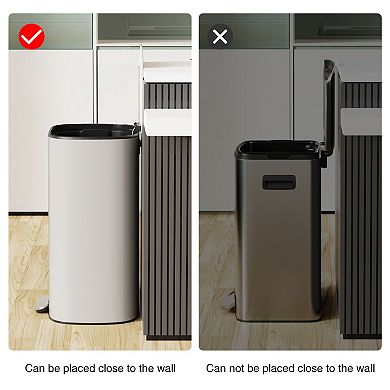 Pnronnc Kitchen Trash Can 50L Stainless Steel Step Bin with Soft Close Lid