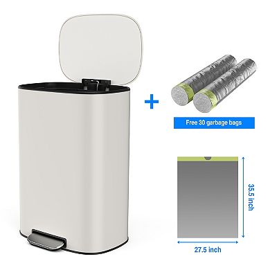 Pnronnc Kitchen Trash Can 50L Stainless Steel Step Bin with Soft Close Lid