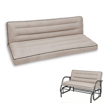 63"x40" Outdoor Swing Cushion w/Backrest, Memory Foam, Ties, Oxford, 2-3 Seat