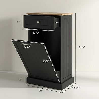 Pnronnc Storage Cabinet with Hidden Trash Bin Tilt-Out Recycling Cabinet with Drawer