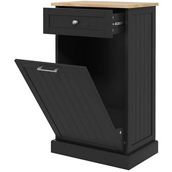 Pnronnc Storage Cabinet with Hidden Trash Bin Tilt-Out Recycling Cabinet with Drawer