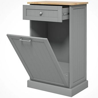 Pnronnc Storage Cabinet with Hidden Trash Bin Tilt-Out Recycling Cabinet with Drawer