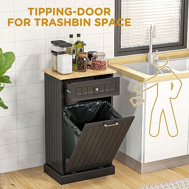 Pnronnc Kitchen Tilt-Out Trash Can Cabinet Freestanding Recycling Bin Holder with Drawer