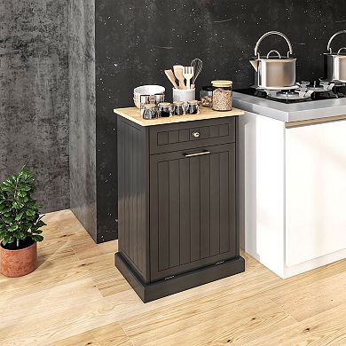 Pnronnc Kitchen Tilt-Out Trash Can Cabinet Freestanding Recycling Bin Holder with Drawer