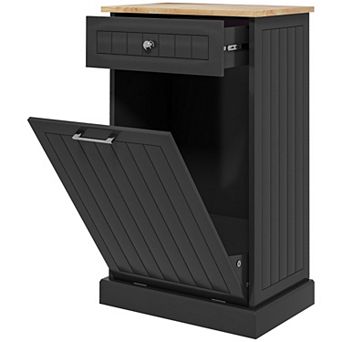 Pnronnc Kitchen Tilt-Out Trash Can Cabinet Freestanding Recycling Bin Holder with Drawer