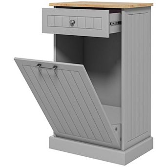 Pnronnc Kitchen Tilt-Out Trash Can Cabinet Freestanding Recycling Bin Holder with Drawer