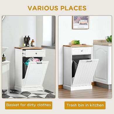 Pnronnc Kitchen Tilt-Out Trash Can Cabinet Freestanding Recycling Bin Holder with Drawer
