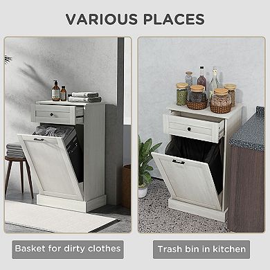 Pnronnc Kitchen Tilt-Out Trash Can Cabinet Freestanding Recycling Bin Holder with Drawer