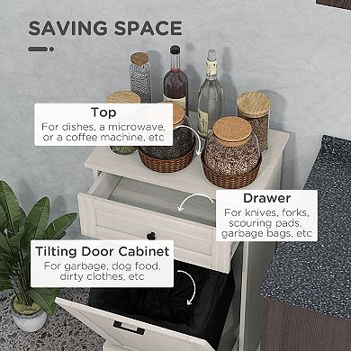 Pnronnc Kitchen Tilt-Out Trash Can Cabinet Freestanding Recycling Bin Holder with Drawer