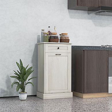 Pnronnc Kitchen Tilt-Out Trash Can Cabinet Freestanding Recycling Bin Holder with Drawer
