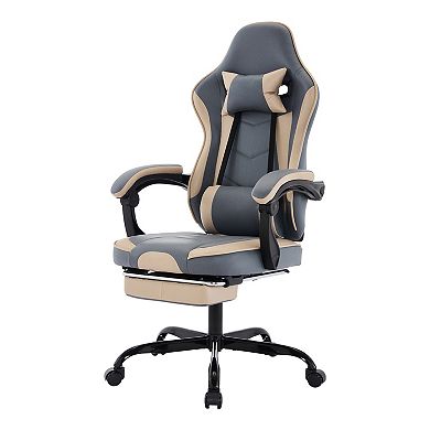 Pnronnc Gaming Chair with Footrest Ergonomic Computer Chair with Massage Lumbar Support