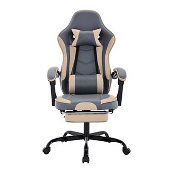 Pnronnc Gaming Chair with Footrest Ergonomic Computer Chair with Massage Lumbar Support