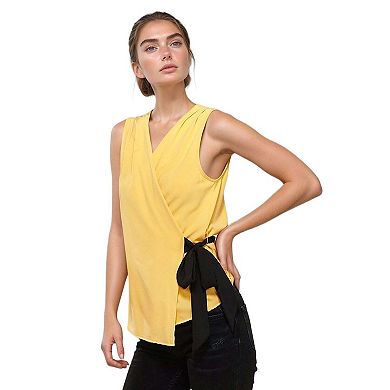 Pleated Wrapped Side Tie Blouse