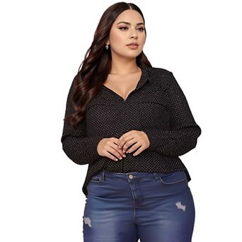 Plus Size Polka Dot Shirt Blouse