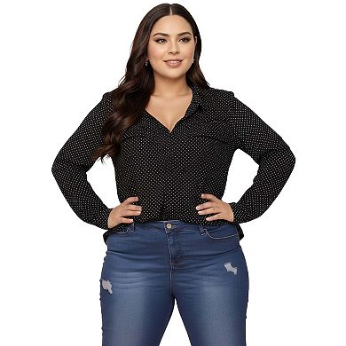 Plus Size Polka Dot Shirt Blouse