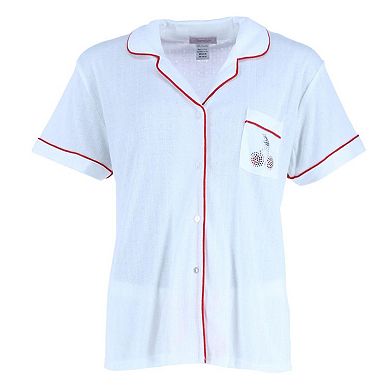 Overslept Women's Shorts Pointelle Cherries Notch Pajama Set