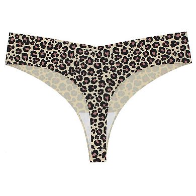 CTM Women's Seamless Leopard Print Thong Underwear