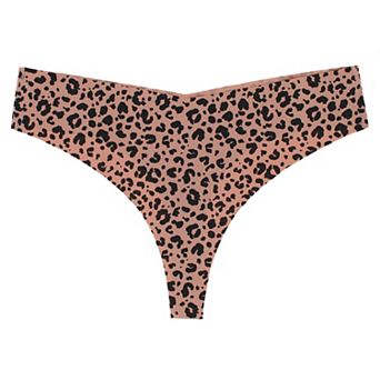 CTM Women's Seamless Leopard Print Thong Underwear