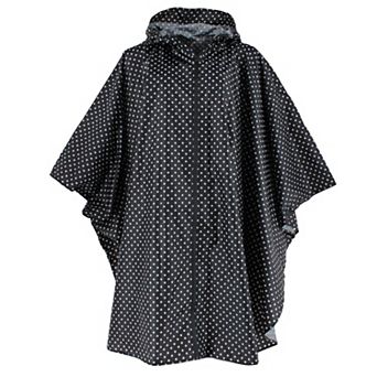 CTM Women's One Size Fits Most Polka Dot Rain Poncho with Zipper Pouch