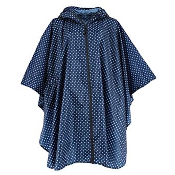 CTM Women's One Size Fits Most Polka Dot Rain Poncho with Zipper Pouch