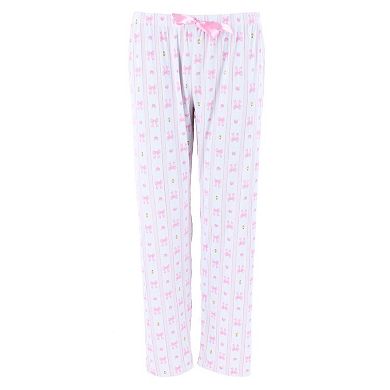 CTM Women's Notched Collar Bow Striped Pajama Set by Gabriella