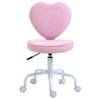 Pnronnc Heart Shaped Office Chair Adjustable Swivel Desk Chair with Rolling Wheels