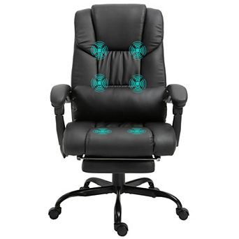 Pnronnc High Back Massage Office Chair with Footrest Reclining PU Leather Desk Chair