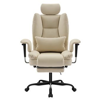 Pnronnc Ergonomic Office Chair with Footrest High Back PU Leather Desk Chair