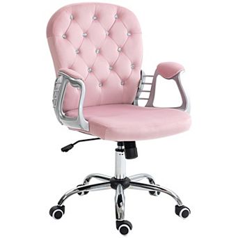 Pnronnc Velvet Office Chair with Tufted Back Adjustable Swivel Desk Chair with Armrests