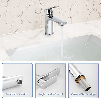 Pnronnc Chrome Single Handle Bathroom Sink Faucet Lavatory Basin Faucet