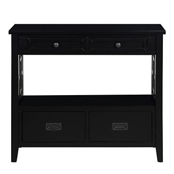 Pnronnc 36" Pine Wood Console Table Entryway Table with 4 Drawers and Storage Shelf