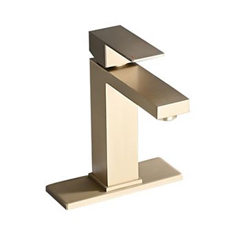 Pnronnc Single Hole Bathroom Faucet Stainless Steel Single Handle Sink Faucet with Deckplate