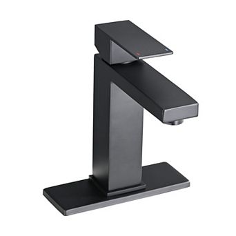 Pnronnc Single Hole Bathroom Faucet Stainless Steel Single Handle Sink Faucet with Deckplate