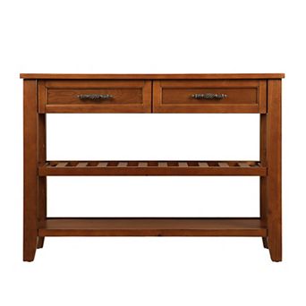 Pnronnc 42" Solid Wood Console Table Buffet Sideboard with 2 Drawers and 2 tier Shelves