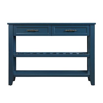 Pnronnc 42" Solid Wood Console Table Buffet Sideboard with 2 Drawers and 2 tier Shelves