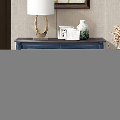 Pnronnc 40" Retro Console Table Adjustable Entryway Table with Storage Shelf