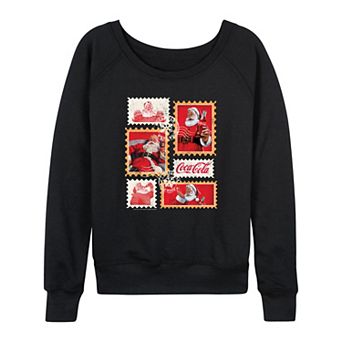 Women's Coca-Cola Vintage Holiday Stamp Collage French Terry Long Sleeve Tee