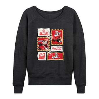 Women's Coca-Cola Vintage Holiday Stamp Collage French Terry Long Sleeve Tee