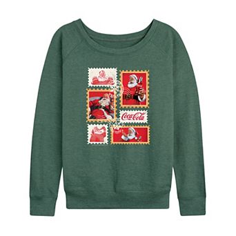 Women's Coca-Cola Vintage Holiday Stamp Collage French Terry Long Sleeve Tee