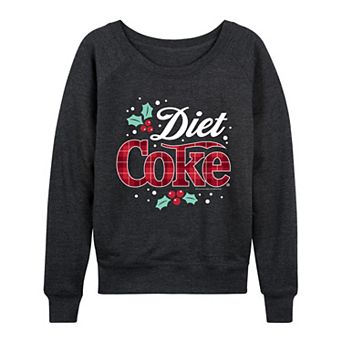 Women's Diet Coke Christmas Plaid Logo French Terry Long Sleeve Tee