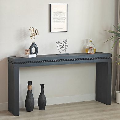 Pnronnc 64" Modern Wood Console Table with Beaded Trim Entryway Table